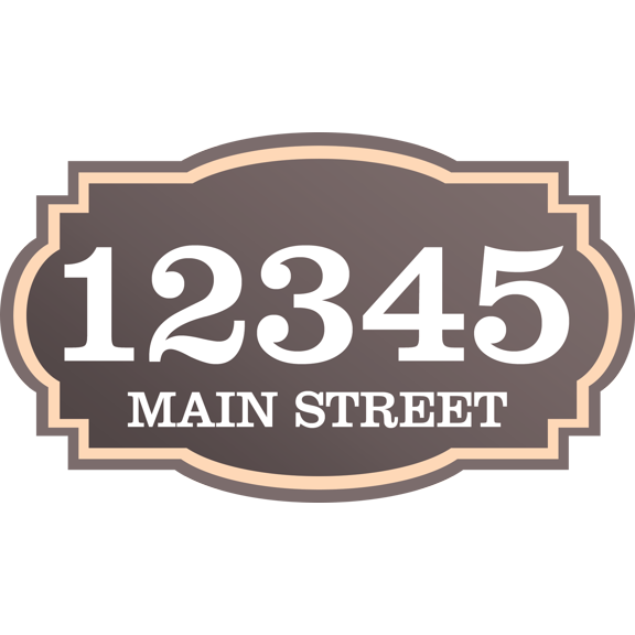 Curb-N-Sign® Horizontal House Address Sign, Fancy Super Reflective Mailbox Address Numbers Plaque, Single/Double Sided Customized Pre-Drilled Aluminum Signs (Garden Earth Tan,11"x20")