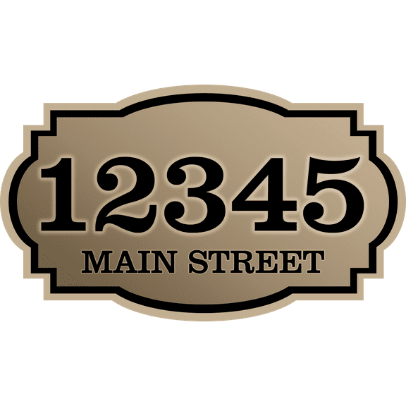 Curb-N-Sign® Horizontal House Address Sign, Fancy Super Reflective Mailbox Address Numbers Plaque, Single/Double Sided Customized Pre-Drilled Aluminum Signs (Lenox Tan Black,7"x12")