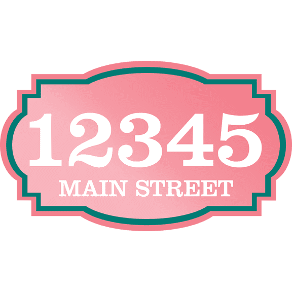 Curb-N-Sign® Horizontal House Address Sign, Fancy Super Reflective Mailbox Address Numbers Plaque, Single/Double Sided Customized Pre-Drilled Aluminum Signs (Blush Pink,7"x12")