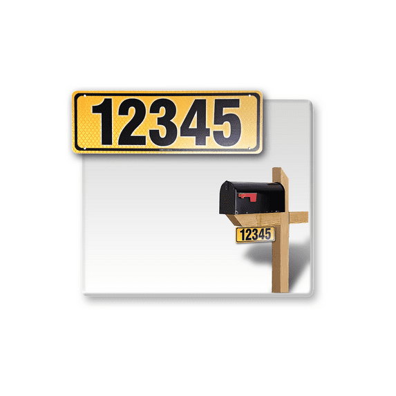 Curb-N-Sign Reflective 911 Address Sign for Mailbox, Single/Double Sided, Solid Aluminum, Custom and Pre-Drilled signs Horizontal/Vertical, 5 Year Warranty (Single Sided (Horizontal, Gold)