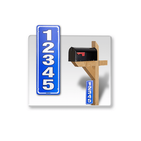 Curb-N-Sign Reflective 911 Address Sign for Mailbox, Single/Double Sided, Solid Aluminum, Custom and Pre-Drilled signs Horizontal/Vertical, 5 Year Warranty (Single Sided (Horizontal, Blue)