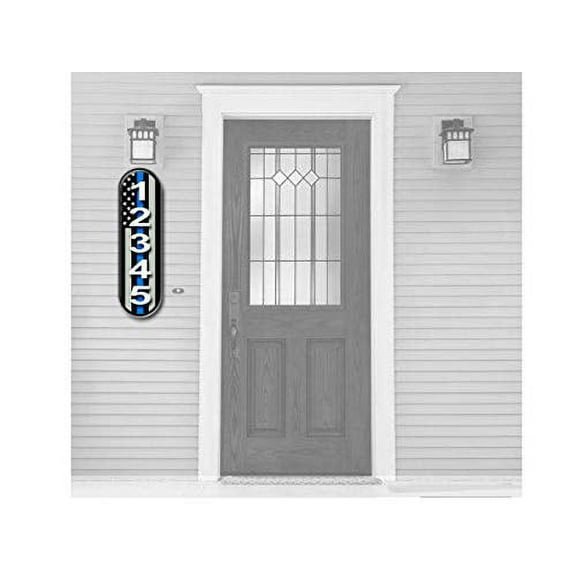 Curb-N-Sign, Vertical Reflective Address Sign, Customized for You, Thin Blue Line