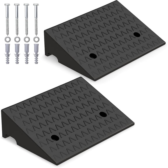 Curb Ramp 2 Pack, 4.5” Raised Height Rubber Threshold Ramps Set, 6800 LBS Capacity, Anti-Slip Driveway Ramps for Car, Motorcycle, Wheelchairs, Scooters, Lawn Mowers