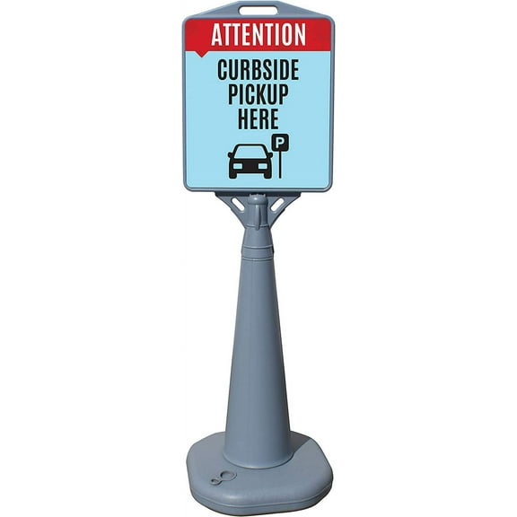 Curbside Pickup Here - Floor Standing Sign (Water Filled Base)