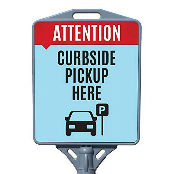 Curbside Pickup Here - Floor Standing Sign (Water Filled Base)