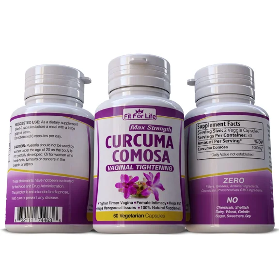 Curcuma Comosa Tightening Herbal Supplement Pills - Tighter, Stop Odor, PMS Relief- 60 Capsules