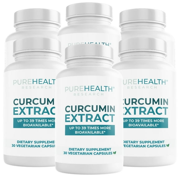 Curcumin Extract, High Absorption Turmeric Supplement for Immune Support & Joint Support by PureHealth Research, x6