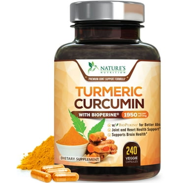 Turmeric Curcumin Supplement 1950mg - 95% Curcuminoids with Organic Tumeric & BioPerine Black Pepper for Best Absorption, Nature's Joint & Immune Support, Vegan, Non-GMO, Bottled in USA, 240 Capsules
