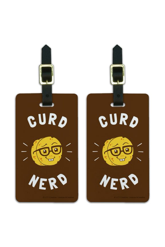 Curd Nerd Cheese Funny Humor Luggage ID Tags Suitcase Carry-On Cards - Set of 2