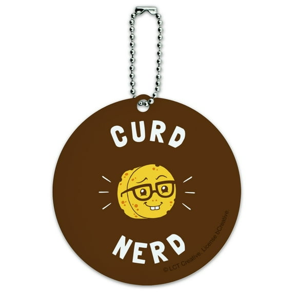 Curd Nerd Cheese Funny Humor Round Luggage ID Tag Card Suitcase Carry-On