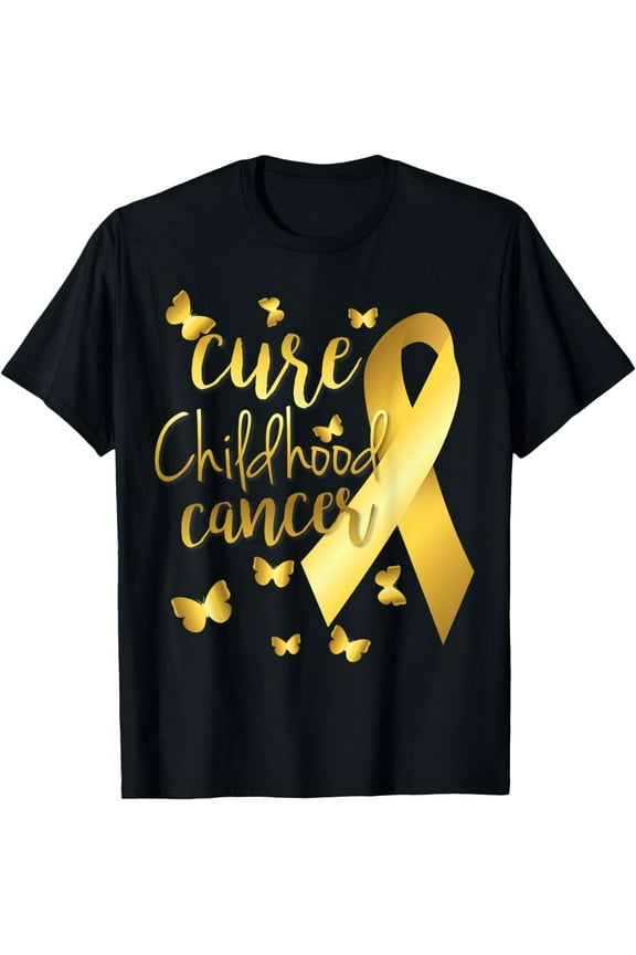 Cure Childhood Cancer T-Shirt with Gold Ribbon