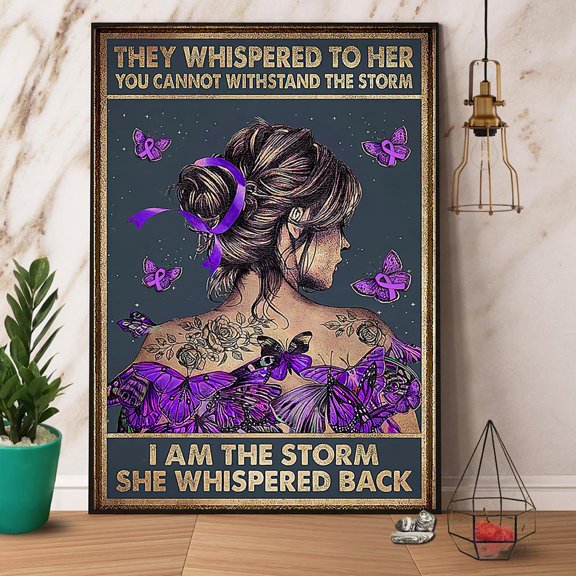 Cure Girl Butterfly Purple I Am The Storm She Whispered Back Paper Poster No Frame Matte Wall Art Decor 16 x 24 Inch Poster