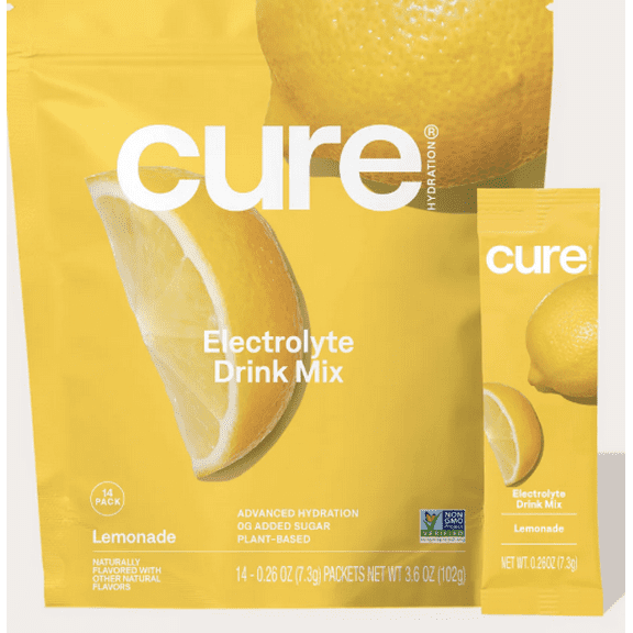 Cure Hydration Electrolyte Drink Mix - Lemonade, Pack of 14