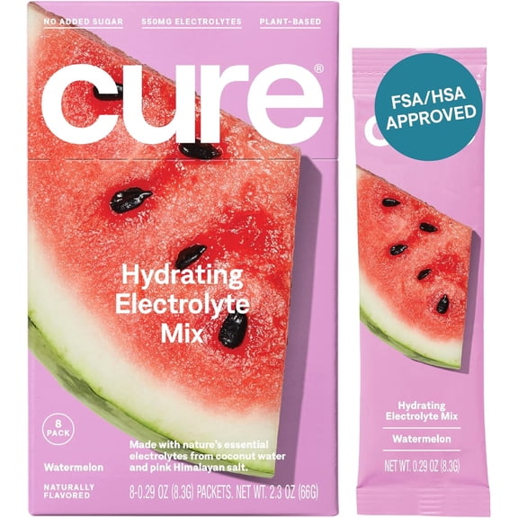 Cure Hydration Plant-Based Electrolyte Drink Mix, Watermelon, 2.3 oz