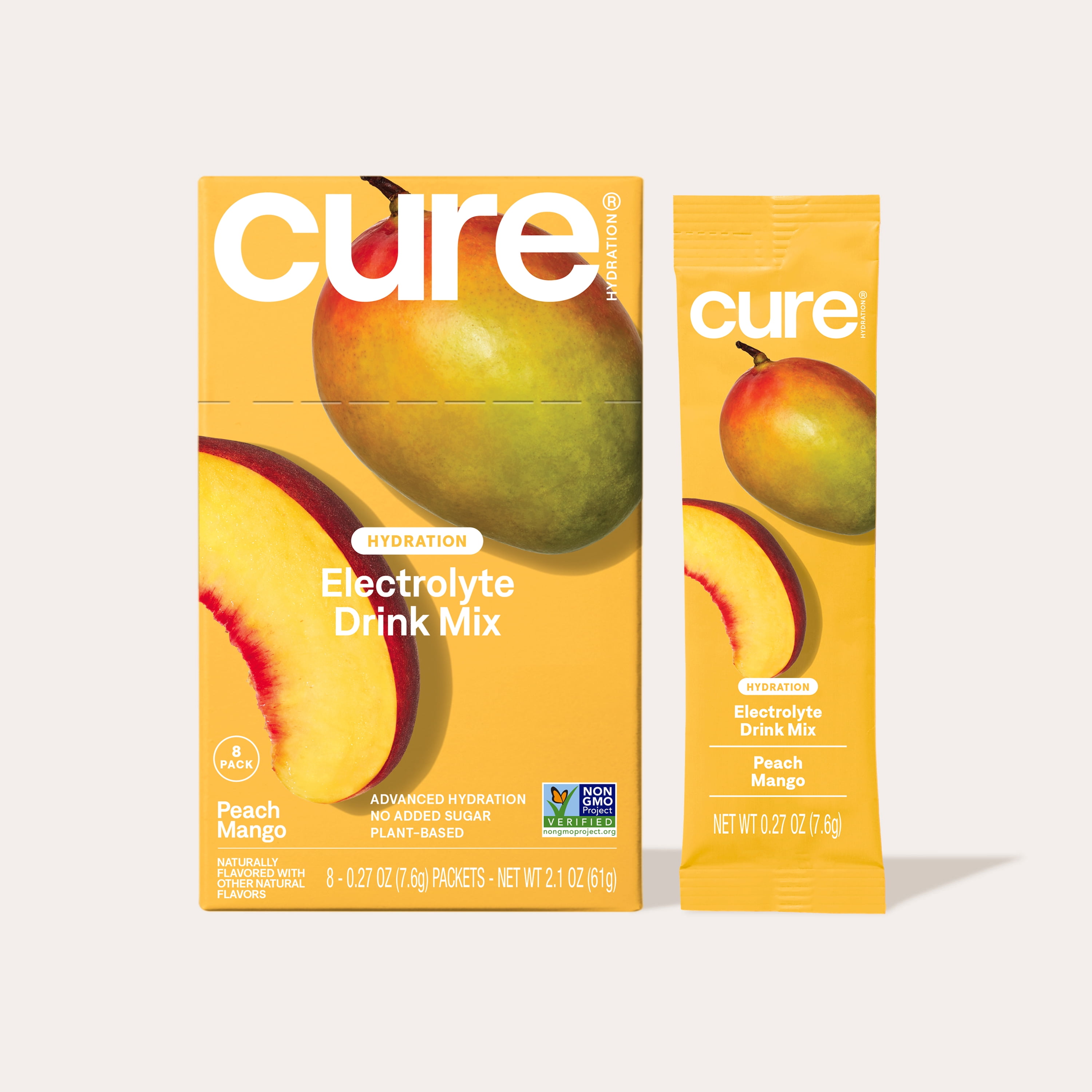 Cure Hydration Plant Based Electrolyte Mix | Powder for Dehydration Relief | Made with Coconut Water | Non-GMO | No Added Sugar | FSA & HSA | Vegan | Box of 8 P