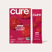 Cure Hydration Plant Based Electrolyte Mix | Powder for Dehydration Relief | Made with Coconut Water | Non-GMO | No Added Sugar | FSA & HSA | Vegan | Box of 8 Packets - Raspberry