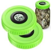 Cure Lid For Mason Jar Hygrometer Thermometer Small Digital 86MM Wide Mouth Electronic Herbs Harvest Lid Temperature Humidity LCD Display Fahrenheit/Centigrade For Mason Jar 2PCS