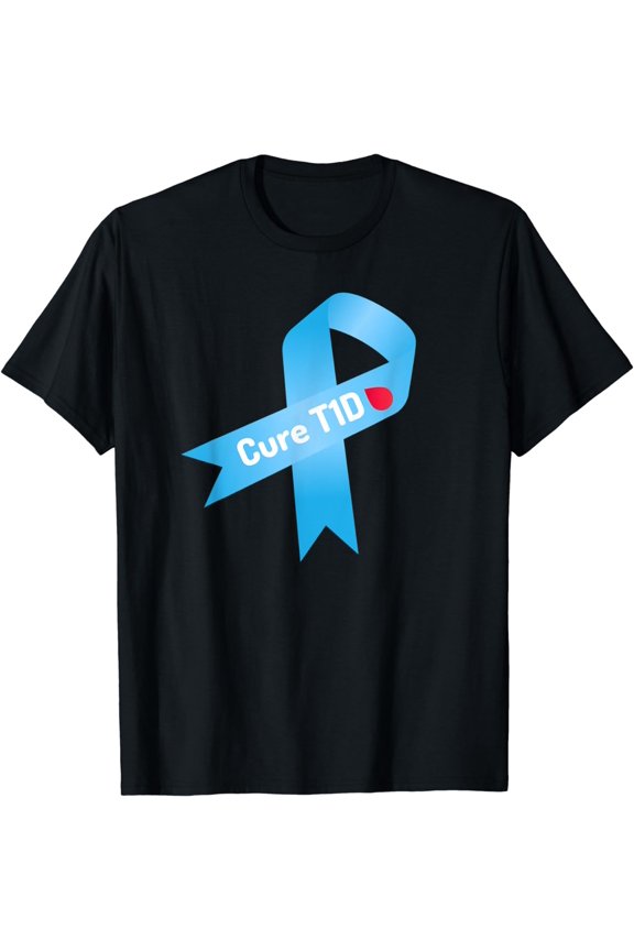 Cure T1D type1 t1 Diabetes Shirt for Men Women Kids Ribbon T T-Shirt