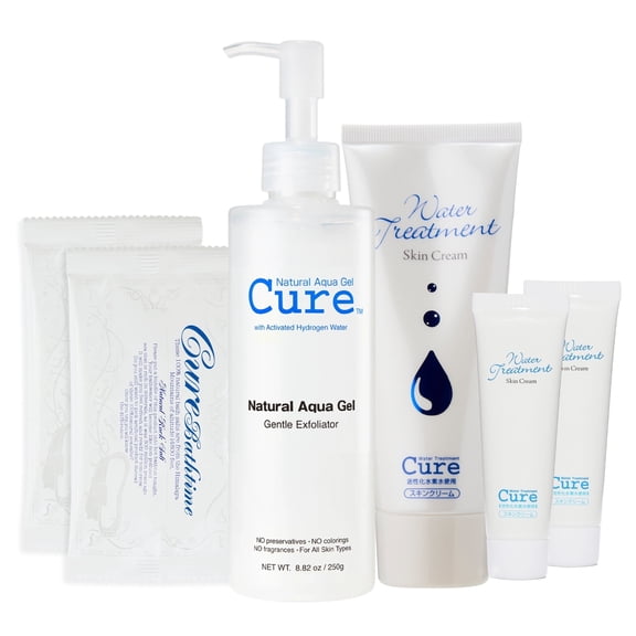 Cure by Toyo, The Beauty 3-Step Skincare Kit, Gentle Exfoliating Gel, Himalayan Salts & Moisturizing Cream