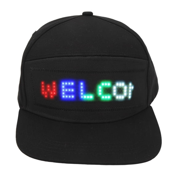 Curear Programmable LED Display Cotton Baseball Cap for Party Concert Festival, Black, 1 Count