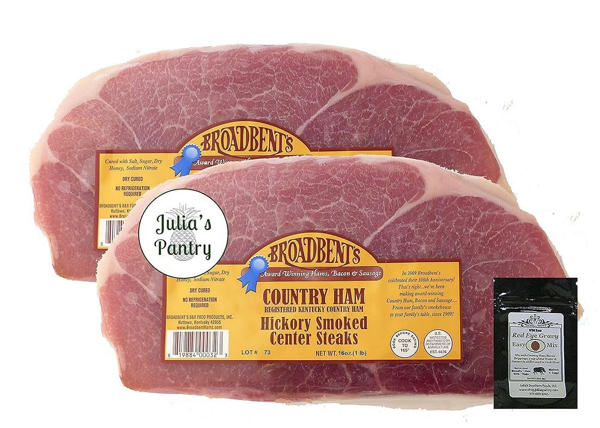 Cured Country Ham Hickory Smoked Center Steaks 2 1 Packages With Red Eye Gravy Sample