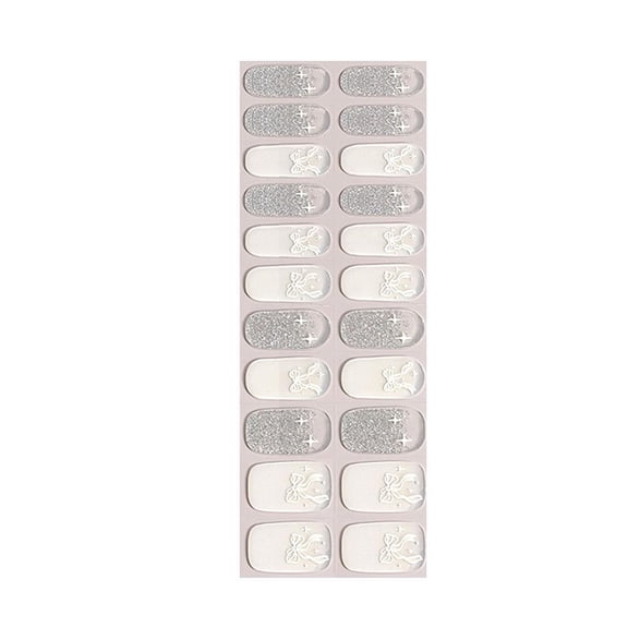 Cured Gel Nail Strips UV free gel nail, Gel Nail Stickers Dark Semi Cured Gel Nail Strips, Holographic, Chrome, Nails Art Design Decoration Accessories - Color B