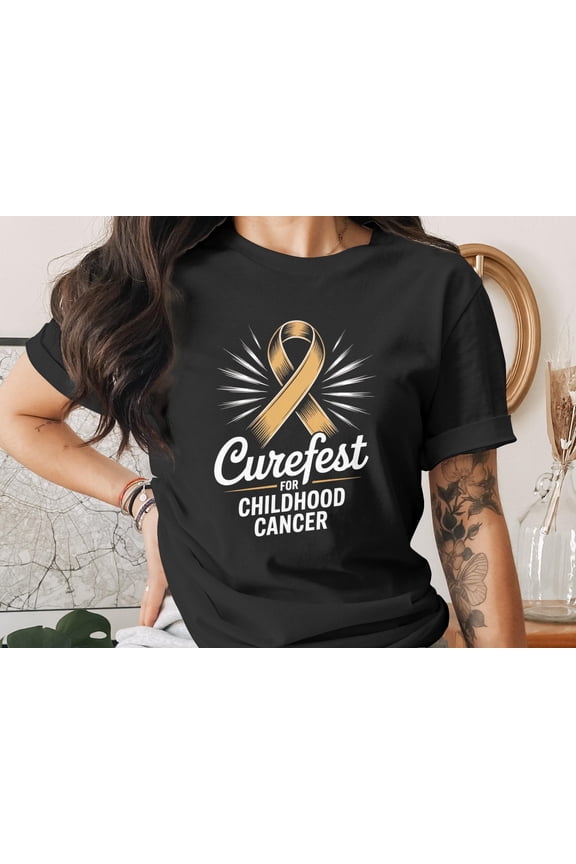 Curefest T-Shirt, Childhood Cancer Awareness Hoodie, Unisex Sweatshirt, Trending Ribbon Design, Support Research, Fight Cancer, Unisex