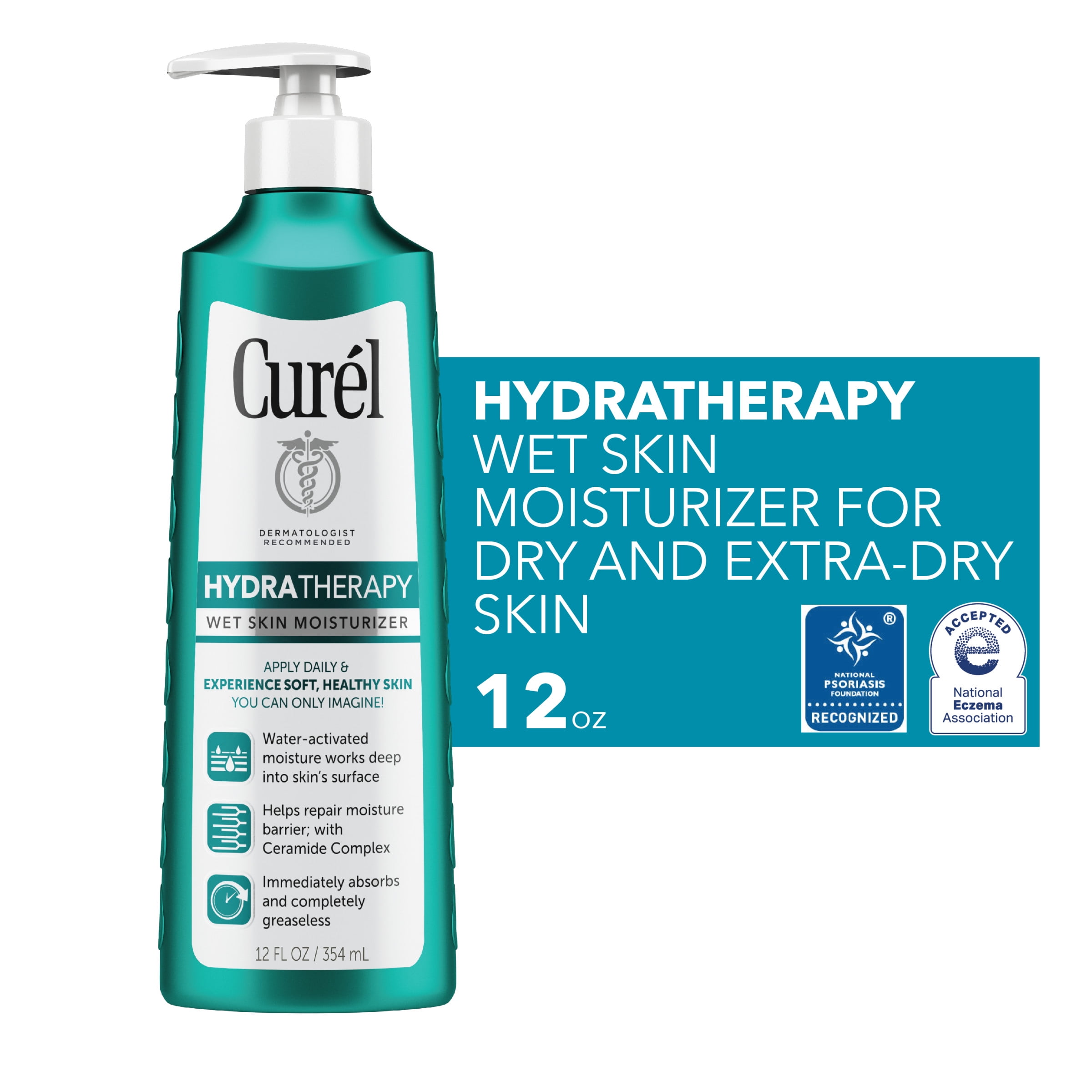 Curel Hydra Therapy Wet Skin Moisturizer Lotion with Advanced Ceramide Complex, 12 fl oz