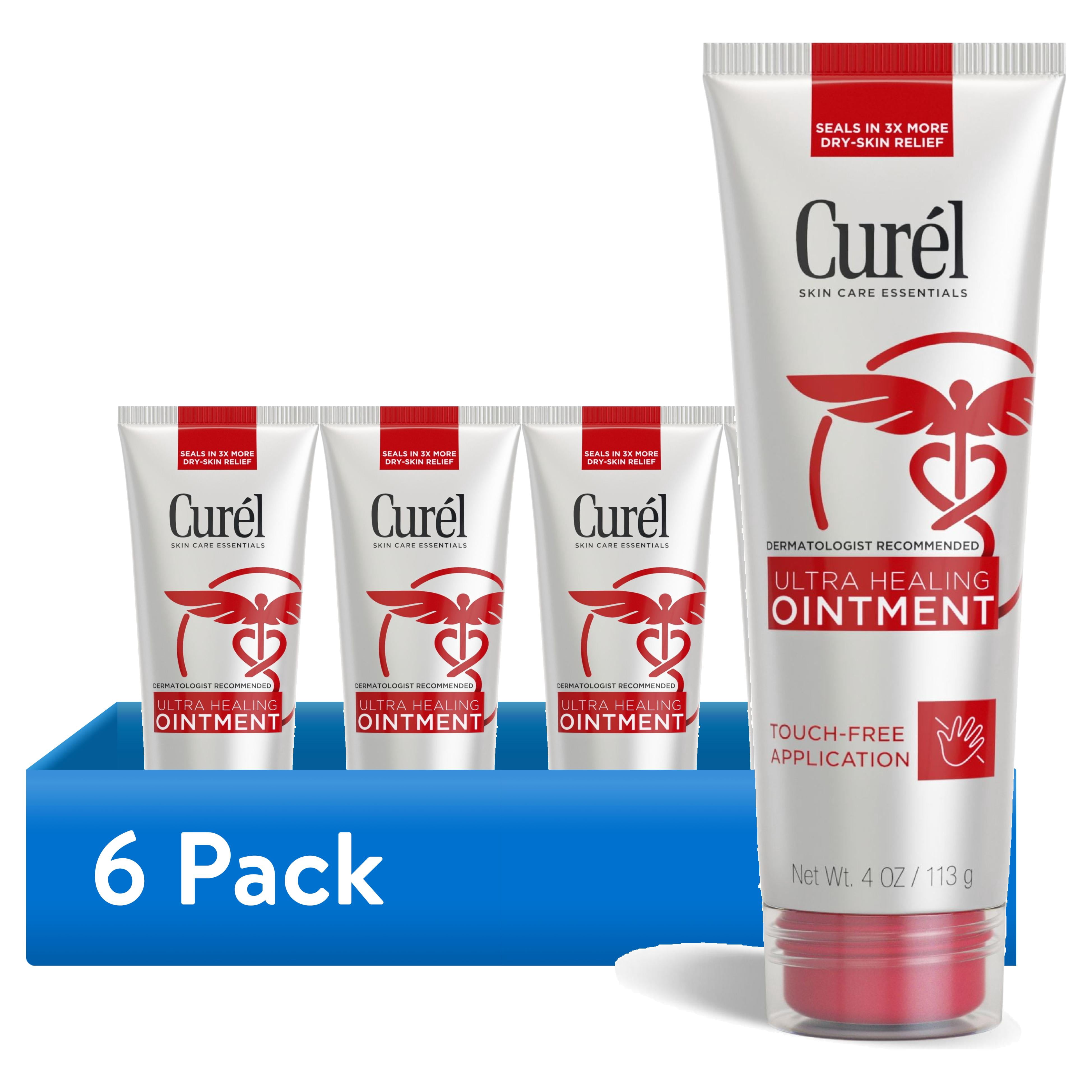 (6 pack) Curel Ultra Healing Ointment with Touch Free Applicator, Body and Face Moisturizer, 4 Oz