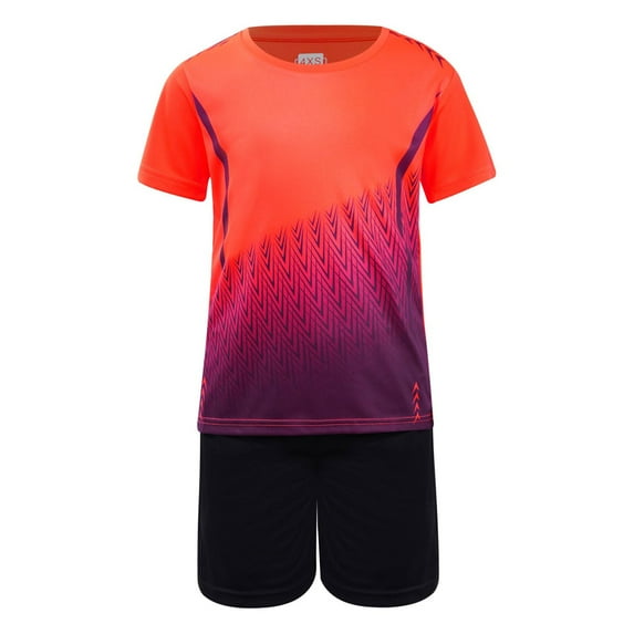 Curenmufel Active Boys Short Sets - 2 Piece Performance Crewneck Short Sleeve T-Shirt and Shorts Boys Athletic Sets 5-15 Years (Orange,9-10 Years)
