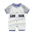 thumbnail image 1 of Curenmufel Baby Boy Baseball Short Sleeve Letter Shirt Romper Cute Boy Clothes 0 3 6 9 12 18 24 Months,Blue 12-18 Months, 1 of 8