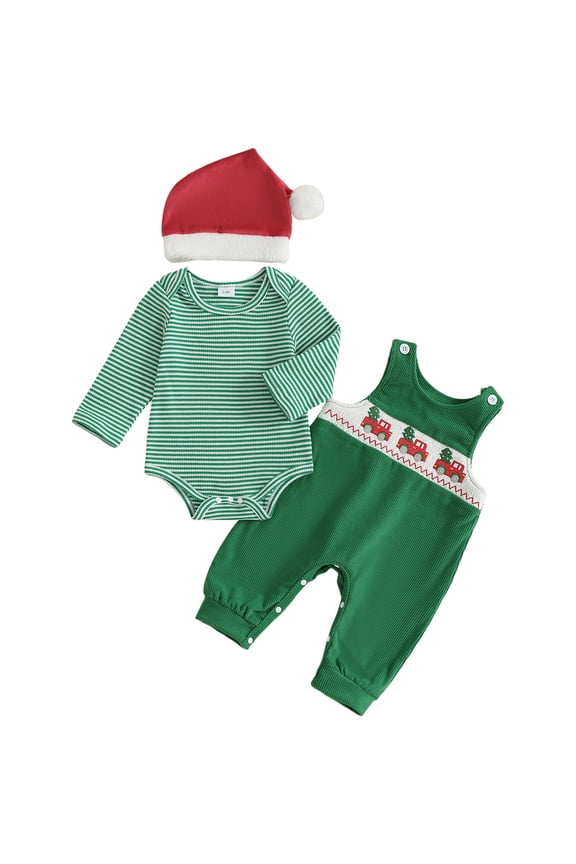 Baby Boy Fall Outfits Baby Boy Outfit Newborn Little Brother Romper Infant Letter Print Onesie+ Pants+Hat 3PCS Clothes 0 3 6 9 12 18 24 Months (Green,6-9 Months)