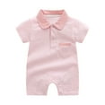 thumbnail image 1 of Curenmufel Baby Boy Golf Outfit Short Sleeve Golf Polo Romper Lapel Button Jumpsuit Clothes 0 3 6 9 12 18 24 Months,Pink 3-6 Months, 1 of 3