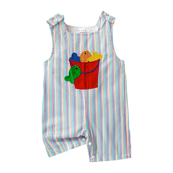 Curenmufel Baby Boy Romper Toddler Western Baby Boy Clothes Horse Riding Embroidery Smocked Jumpsuit Sleeveless Romper Summer 0 3 6 9 12 18 24 Months 2T 3T 4T (Multicolour,Size 12-18 Months)