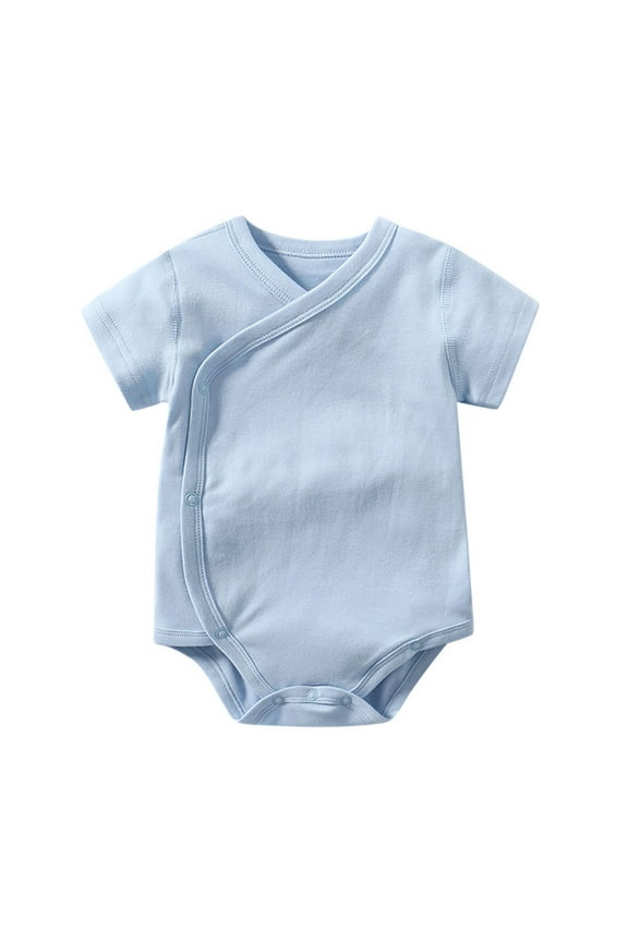 Baby Boy Summer Clothes Baby Short Sleeve Bodysuit Cotton One-Piece Baby Clothes 0 3 6 9 12 Months(Light Blue,0-3 Months)