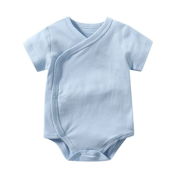 Curenmufel Baby Boy Summer Clothes Baby Short Sleeve Bodysuit Cotton One-Piece Baby Clothes 0 3 6 9 12 Months(Light Blue,6-9 Months)