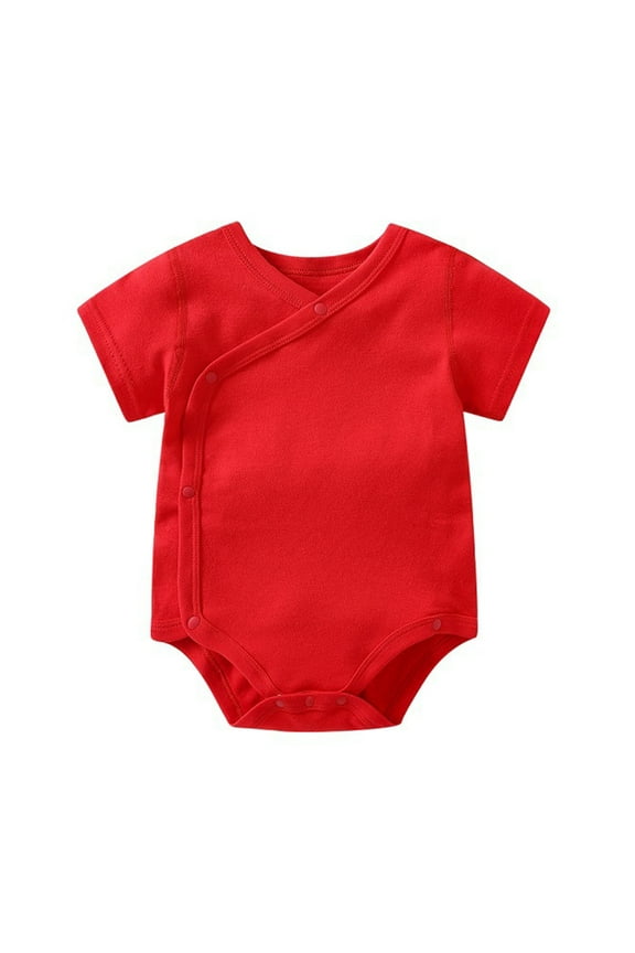 Baby Boy Summer Clothes Baby Short Sleeve Bodysuit Cotton One-Piece Baby Clothes 0 3 6 9 12 Months(Red,0-3 Months)