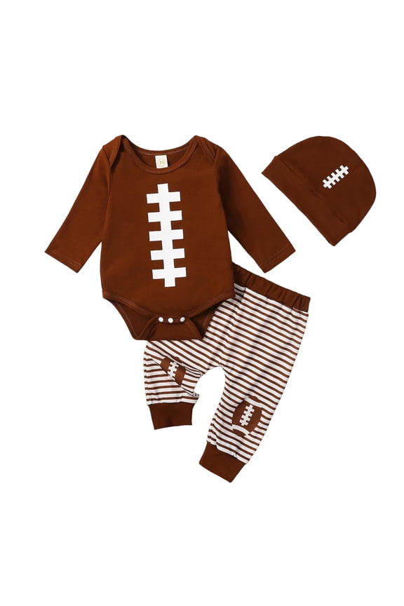 Baby Boys Romper Clothes Set Newborn Infant Baby Boys Fall Winter Outfit 0 3 6 9 12 18 24 Months (Brown,0-3 Months)