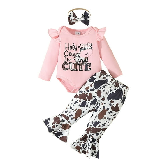 Curenmufel Baby Girls Romper Pants Set Coming Home Outfit Girl Long Sleeve Romper Pants Baby Girl Outfits Sets Baby Girl Outfit 0 3 6 9 12 18 24 Months (Light Pink,12-18 Months)
