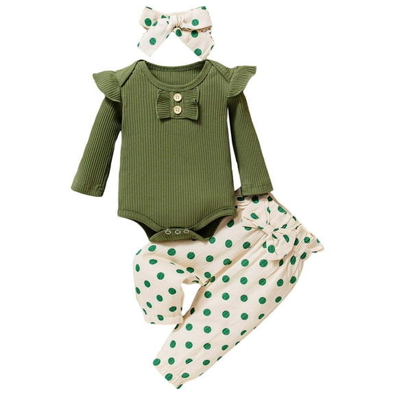 Curenmufel Baby Going Home Outfit Girl Baby Girl Outfit Infant Romper Ruffle Pants Cute Toddler Baby Girl Clothes Set Going Home Outfit Baby Girl Newborn 0 3 6 9 12 18 24 Months (AG,6-12 Months)