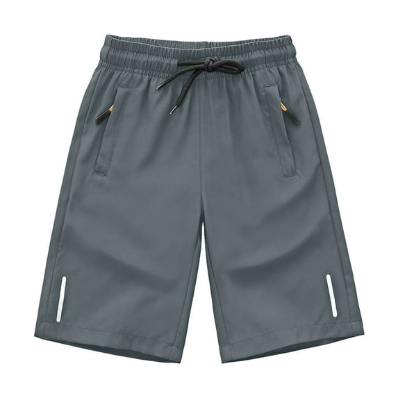 Curenmufel Summer Shorts for Boys Toddler Shorts - Performance Stretch Quick Dry Athletic Shorts for Boys with Zipper Pockets 3T 4T 5T 6T 7T-10 Years (Grey,5-6 Years)