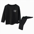 thumbnail image 1 of Curenmufel Boys Solid Color Long Sleeve Pajama Set, 2-Piece Sleepwear with Hello Print, Sizes 12M-10Y (Black,4-5 Years), 1 of 4
