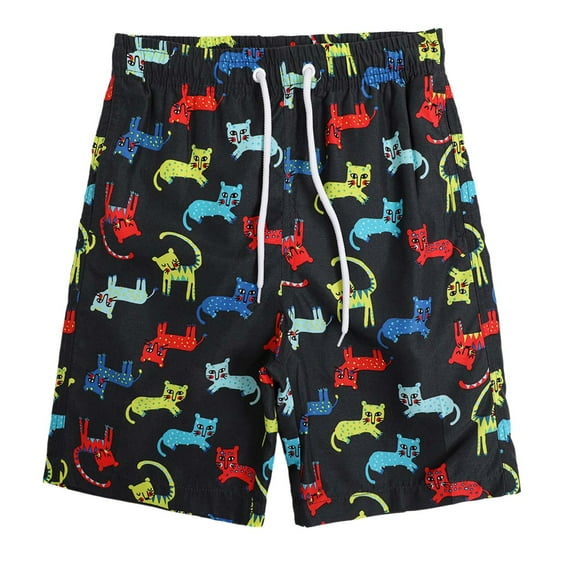Curenmufel Boys' Swim Trunks Summer Beach Shorts with Fun Prints - Quick Dry Loose Fit 5-Inch Boys' Board Shorts for Swimming & Vacation 5T 6T 7T 8T 9T 10-12 14-16 Years ,Multicolour 8-9 Years
