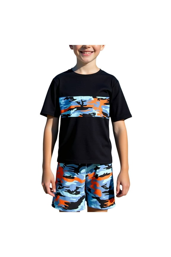 Boys Swimsuit Rash Guard Boys' Swimwear Suits Bathing Suit for Big Boys Swim Trunk 8-12 Years (Sky Blue,Size 10 Years)