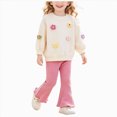 thumbnail image 1 of Curenmufel Crewneck Pullover and Long Pants Girls Matching Set Fall Winter Clothes 2T (Pink,2 Years), 1 of 9