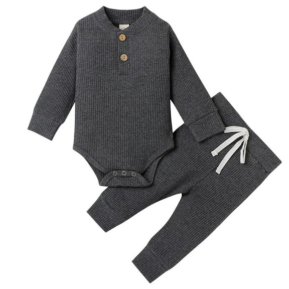 Curenmufel Fall Outfits Baby Boy Newborn Newborn Infant Baby Boys Fall Winter Outfit 0 3 6 9 12 18 24 Months (Grey,0-3 Months)