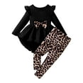 thumbnail image 1 of Curenmufel Girls Back To School Outfit Girls Clothes Short Sleeve Top and Print Pants 2 Piece Girls Outfits Size 5T 6T (Black,5-6 Years), 1 of 5