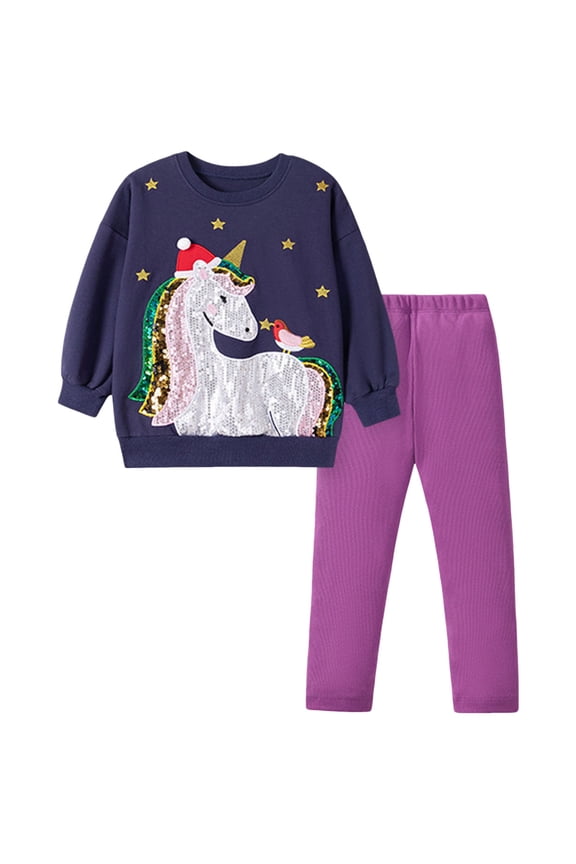 Girls' Clothing Sets Girls Sweatshirt Outfits Fashion Pullover Tracksuit Leggings Sweatpants 2 Piece Pant Sets Size 6-7 (Navy,6-7 Years)