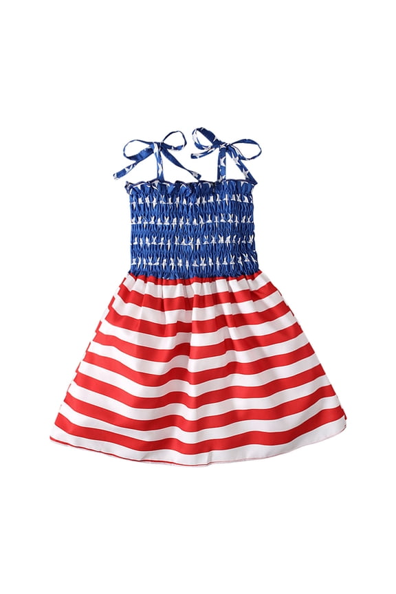 Girls Dresses Special Occasion Girl's Tie Shoulder Sleeveless Ruffle Summer Casual Cotton Sundress A-line Swing Dress 12 18 24 Months 2T 3T 4T 5T, Red 18-24 Months