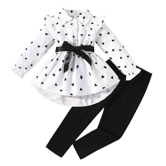 Curenmufel Girls Fashion Outfits Girls Clothes Girl Clothing Long Sleeve Top Pants Fall Winter Outfits Size 6T 7T (White,6-7 Years)